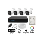 High-Tech 4-Channel Full Color View 2MP CCTV Kit – 4 Bullet Cameras + XVR HT4004 + 500GB HDD | H.265+ | IP67 | Mobile App | Plug & Play – Full HD Security System