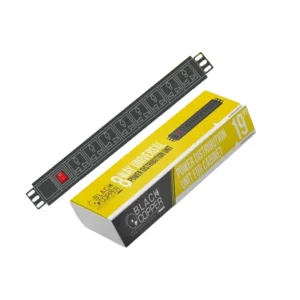 Black Copper 8-Port Rackmount Power Distribution Unit with Surge Protection